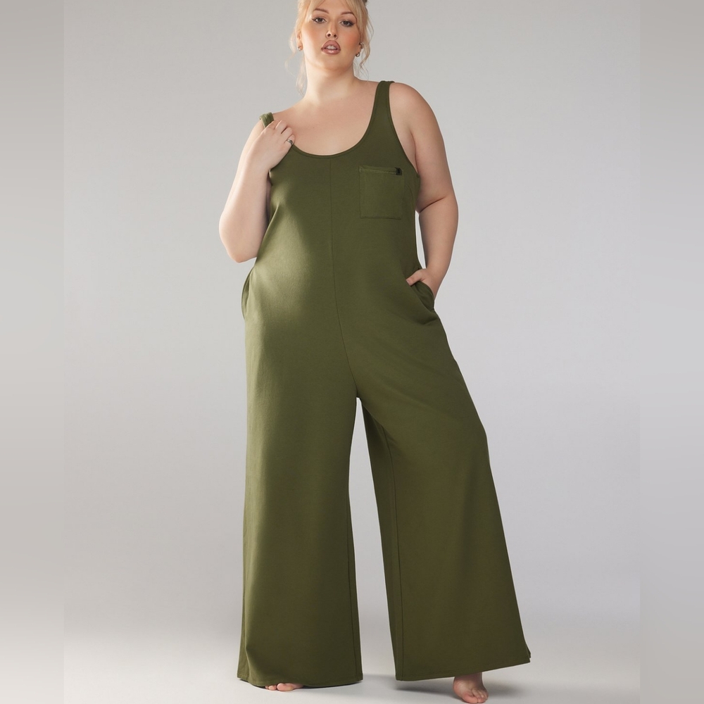 Women's Savage X Fenty Essential Relaxed Jumpsuit Olive Gray Plus Size 3X NWT